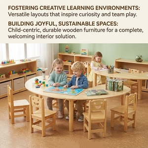 Ensemble <span class=keywords><strong>de</strong></span> table et chaises en bois Montessori pour salle <span class=keywords><strong>de</strong></span> classe, table <span class=keywords><strong>demi</strong></span>-<span class=keywords><strong>lune</strong></span> pour enfants, mobilier pour garderie, maternelle, école préscolaire, centre d'apprentissage - Product Image 2