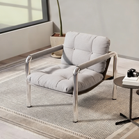 Sillón Italiano de Acero Inoxidable, Estilo Moderno, Minimalista y de Lujo, Silla Individual Creativa para Sala de Estar, Balcón, Hogar