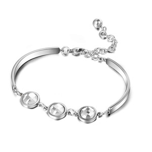 Pulsera de cristal para mujer, tono plateado, con piedras transparentes, para uso diario, CE466 - Product Image 1