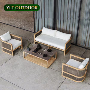 Estilo nórdico Muebles de teca al aire libre Patio Cuerda trenzada Sofá al aire libre <span class=keywords><strong>Villa</strong></span> Jardín Sofá de teca - Product Image 1