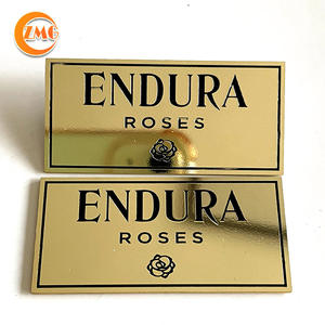 Plaques de logo métalliques autocollantes en acier inoxydable plaqué or de haute qualité en gros - Product Image 1