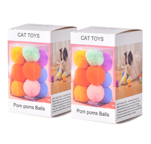 Durable Natural Polyester Rope Cat Chew Toys Teeth Cleaning Cat Chew Pom Poms Balls Pet Cat Toys Playing Interaction