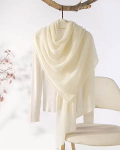 ผ้าคลุมแคชเมียร์ + ผ้าคลุมไหล่100% ผ้าขนแคชเมียร์งาช้างฤดูหนาว - Product Image 1