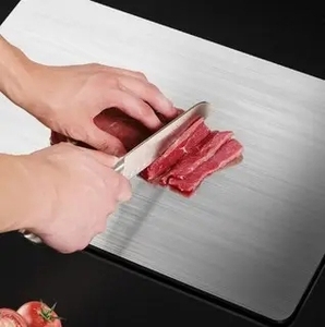 Logo kustom alat rumah tangga alat sayur buah baja tahan karat papan potong daging papan pemotong daging untuk peralatan dapur - Product Image 3