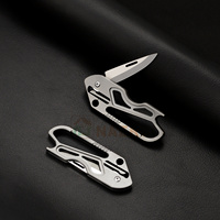 Porte-clés portable couteau pliant multifonctionnel Mini alliage de titane et acier inoxydable avec matériau métallique tranchant