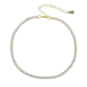 <span class=keywords><strong>Tobillera</strong></span> Delgada con Circonitas Brillantes Estilo Punk para Mujer, Plateada, Ajustable, Antideslustre, Regalo, Joyería de Moda para Uso Diario/Urbano - Product Image 2