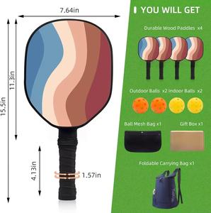 Juego <span class=keywords><strong>de</strong></span> Palas <span class=keywords><strong>de</strong></span> Pickleball <span class=keywords><strong>de</strong></span> Madera <span class=keywords><strong>de</strong></span> Álamo <span class=keywords><strong>de</strong></span> 9 Capas, Rectangulares con Esquinas Redondeadas y Rayas Onduladas - Uso en Exteriores, Suministro Directo para el Extranjero - Product Image 4
