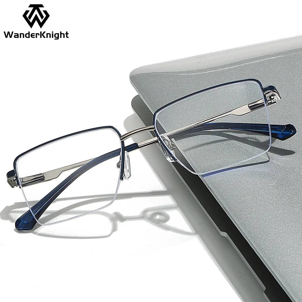 2024 Anti Luz Azul Óculos Novo Retângulo Semi Rimless Optical Frame Men's Reading Glasses Frame Óculos Óculos Óculos