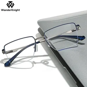 2024 Anti Blue Light Glasses New Rectangle Semi Rimless Optical Frame Men's Reading Glasses Frame Spectacles Eyeglass