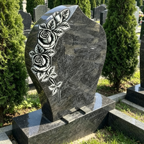 Pierre tombale en granit noir de style européen avec rose sculptée à la main, style allemand, <span class=keywords><strong>monument</strong></span> funéraire pour cimetière - Product Image 6