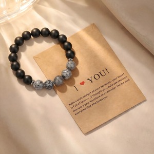 Natural Stone <b>Couple</b> <b>Bracelet</b> Heart Beaded Unisex Jewelry Valentine Gift - Product Image 1