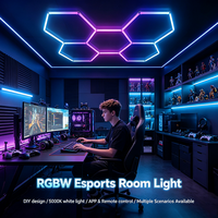 Lumière de chambre hexagonale modulaire RGBW DIY pour e-sport, lampe de plafond LED blanche 5000K pour salle de jeu, décoration de la maison, contrôle par application