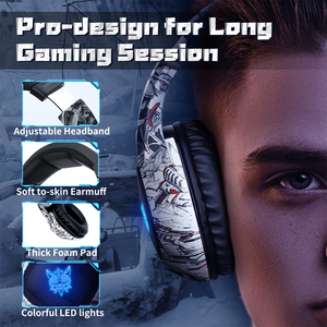 <span class=keywords><strong>Onikuma</strong></span>-auriculares <span class=keywords><strong>K19</strong></span> con cancelación de ruido, cascos de camuflaje de buena calidad para videojuegos con micrófono y micrófono para pc - Product Image 2