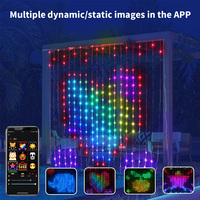 Tiras de Luces LED Inteligentes RGB Pixel Curtain, 1*1m, Programables, Luces Decorativas, Control por Voz/Aplicación/Control Remoto, IP44, DC5V, USB, Plástico