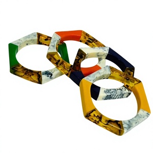 Meilleurs ensembles de bracelets en résine acrylique sculptée à motifs floraux ethniques, bijoux élégants et colorés pour femmes - Product Image 6