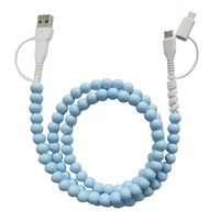 Câble de charge USB-C personnalisé en acrylique perlé avec transfert de données, protection et décoration – Couleur raisin bonbon