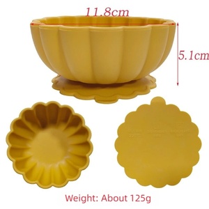 Kelutd BPA 프리 꽃무늬 디자인 어린이 방수 실리콘 유아용 식기 세트, 방수 및 낙하 방지 흡착식 그릇 - Product Image 4