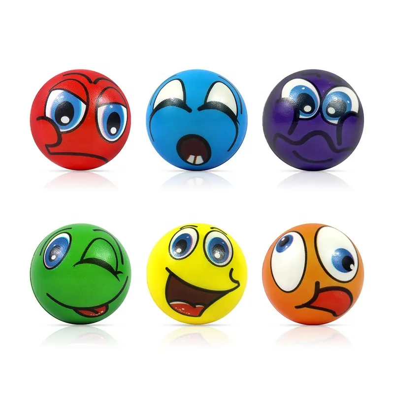 Divertente Mini cartone animato spugna palla in schiuma solido elastico Stress palla sorrisi schiuma regali morbidi