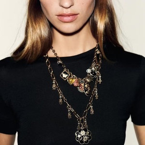 Collier double couche tendance avec pendentif cœur et fleur vintage, collier ras du cou vintage, bijoux de mode pour femme, Collar De <span class=keywords><strong>Moda</strong></span> - Product Image 1
