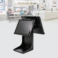 Support de tablette POS AWSTOUCH 10,1 pouces noir, support inclinable en métal réglable, espace pour imprimante, pour comptoir de caisse de vente au détail