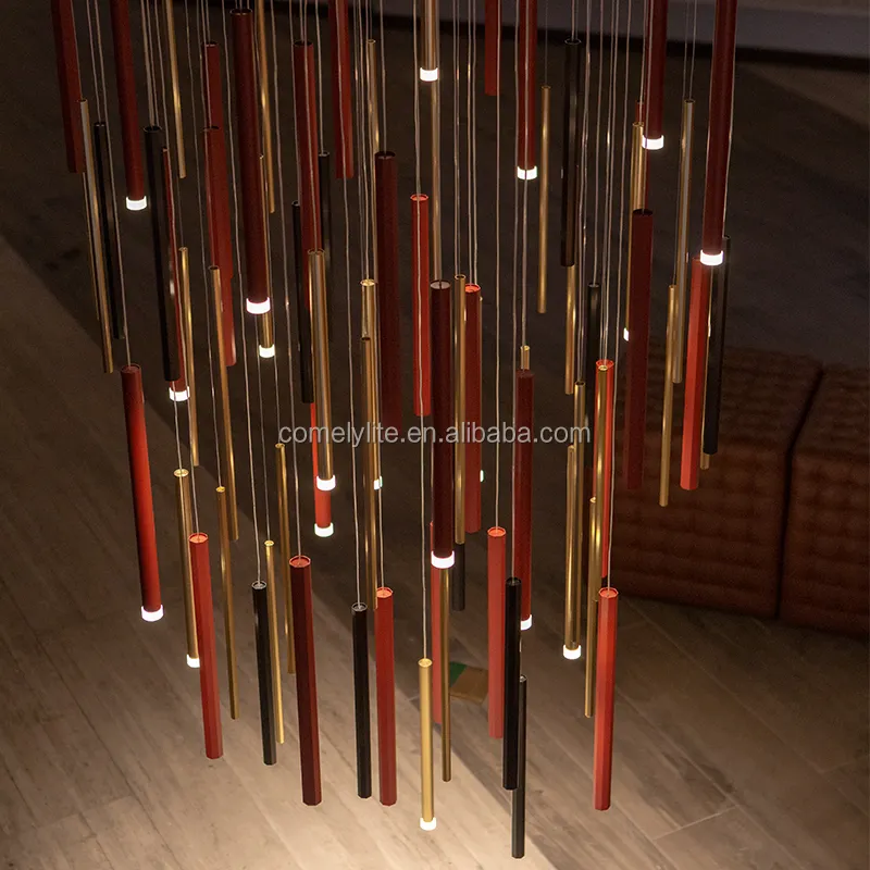 Custom Made New Tubular Combined Chandelier modern lobby LED pendant light G4 hanging lamp Guesthouse project lighting