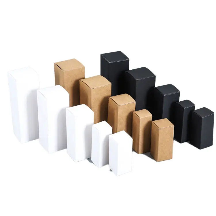 Scatola di imballaggio all'ingrosso olio essenziale stampa personalizzata bianco bianco nero scatola di carta Kraft per bottiglia di vetro