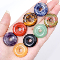 Pendentif Donut en Jade Naturel de 25 mm en Gros, Perles Donut en Pierre Précieuse de Jade Circulaire pour Bricolage, Breloques Pendentifs Donut Circulaires pour Collier