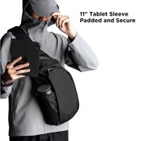 Sac à dos bandoulière unisexe 7,5 L en nylon avec fermeture éclair, motif lettres, étanche et extensible pour tablette 11 pouces et bouteille d'eau