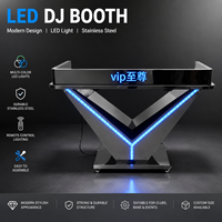 Podest DJ en aluminium entièrement équipé de LED, console DJ portable légère avec éclairage numérique RGB pour les performances en direct en club
