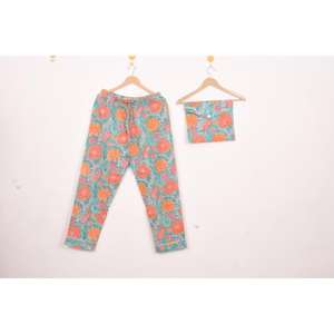 Conjunto de Pijama de Algodón con Diseño Floral, Estampado a Mano, Ropa de Dormir Ligera para Mujer, Conjunto de Verano para Estar en Casa - Product Image 2