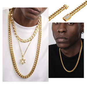 Nuevo diseño de cadena de eslabones cubanos de moda para hombres de acero inoxidable chapado en oro de 18K para hombres Punk Hip Hop pulsera collar cadena cubana - Product Image 3