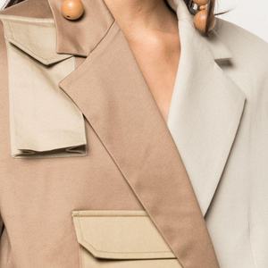 Nouvelles vestes d'automne pour femmes, vestes de costume élégantes pour le travail, vestes simples vintage surdimensionnées avec poche plaquée en lin et coton - Product Image 5