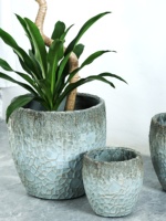 Grand pot de fleurs en ciment à motif écaille de tortue, style vintage moderne rétro, pour Dracaena marginata et Monstera, de Simple Green International