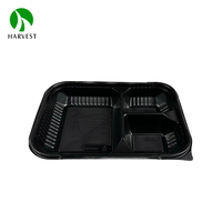 Conteneurs de préparation de repas en plastique à micro-ondes boîte de repas à emporter jetable à 3 compartiments avec couvercles