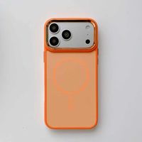 Étui de téléphone magnétique sans fil bicolore effet peau, anti-traces de doigts, antichoc, avec boîte d'emballage pour 17 Pro Max