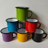 Mug de camping en acier inoxydable avec logo personnalisé, bord émaillé, pour cadeau promotionnel, café, thé