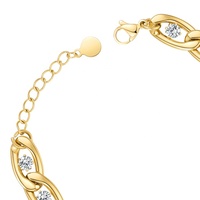 Bracelet chaîne à maillons en acier inoxydable plaqué or 18 carats de haute qualité, avec cristaux de zircon, B212228