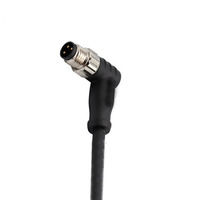 Conector M8 en ángulo recto hembra IP67 código 3 pines Cable eléctrico de PVC 0,5 M extremo libre cobre ABS/carcasa de nailon 2A corriente nominal