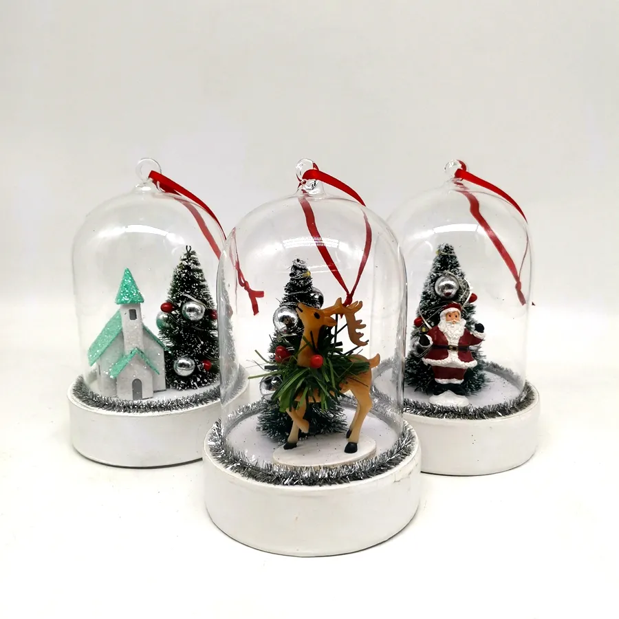 Adornos دي نافيداد 2021 ديكور عيد الميلاد الزجاج ناقوس زجاجي سانتا كلوز الغزلان في زجاج قبة الحلي مع مصباح ليد الديكور هدية