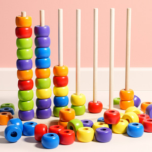 Jouet éducatif en bois coloré avec perles pour l'apprentissage précoce, le comptage et l'association des couleurs, amusant pour la <span class=keywords><strong>maternelle</strong></span>, boîte de couleurs - Product Image 3