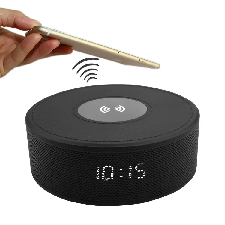 2023 באיכות טובה קטן יד דיגיטלית פונקצית שעון מעורר עם טעינה אלחוטית Bluetooth רמקול
