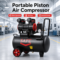 Compresseur d'air à piston portable, silencieux, sans huile, de qualité industrielle, à deux étages, avec moteur lubrifié par réservoir, plusieurs modèles