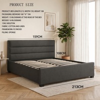 Lit Moderne Confortable et Doux, Design Intelligent, Cadre de Lit King/Queen avec Sommier, Revêtement en Lin, Panneau en Mélaminé de Pin Durable, Assemblage Complet