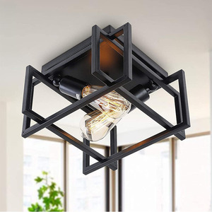 American <b>Retro</b> Style <b>Ceiling</b> <b>Light</b> Wrought Iron 2 Bulbs 10-15 Sqm Living Room Bedroom Entryway Lighting - Product Image 2