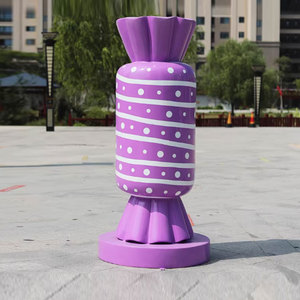 Prix d'usine : Sculpture géante en fibre de verre en forme de sucette canne à sucre, <span class=keywords><strong>grande</strong></span> statue en résine colorée pour la décoration d'événements festifs et de Noël - Product Image 1