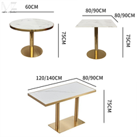 Table de Salle à Manger Ronde de Luxe Moderne Dorée, en Pierre Frittée Effet Marbre, pour Café, Bistro, Bar et Restaurant