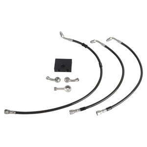 Kit <span class=keywords><strong>de</strong></span> conduites <span class=keywords><strong>de</strong></span> <span class=keywords><strong>frein</strong></span> ABS à double disque en acier inoxydable tressé pour <span class=keywords><strong>Harley</strong></span> Dyna Fat Bob/Low Rider 2012-2017 - Product Image 1