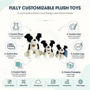 Jouet en peluche Border Collie, 3 chiots noirs et blancs en peluche, poupées en peluche Berger pour enfants, cadeau, OEM personnalisé - Product Image 2