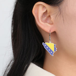 Pendientes Colgantes con Mapa <span class=keywords><strong>de</strong></span> <span class=keywords><strong>Bosnia</strong></span> y Herzegovina Chapados en Oro <span class=keywords><strong>de</strong></span> 18K, Pendientes <span class=keywords><strong>de</strong></span> Acero Inoxidable con Esmalte, Diseño Bosnio - Product Image 2
