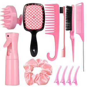 Kit d'outils de coiffure : peigne démêlant à huit dents, peigne à queue pointue pour volume, et vaporisateur - Product Image 1